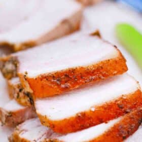 slices of crispy pork roast