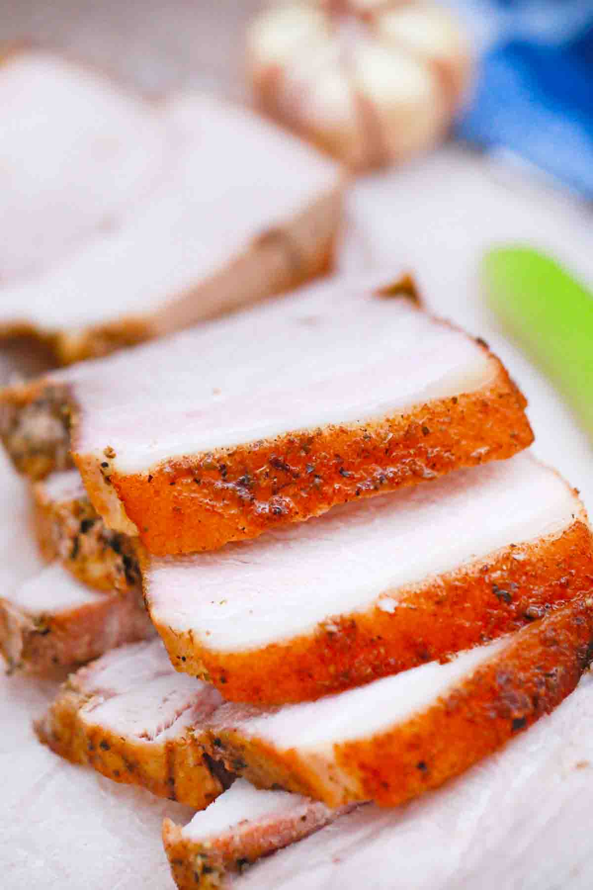 slices of crispy pork roast