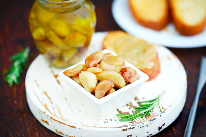 Tender and flavorful garlic confit.