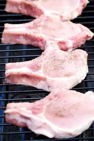 pork chops on a wire rack