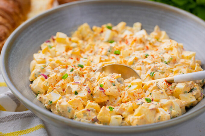 Homemade creamy egg salad.