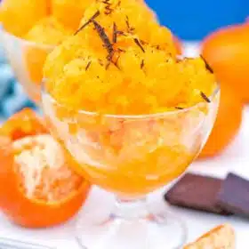 homemade tangerine sorbet in ice cream cups