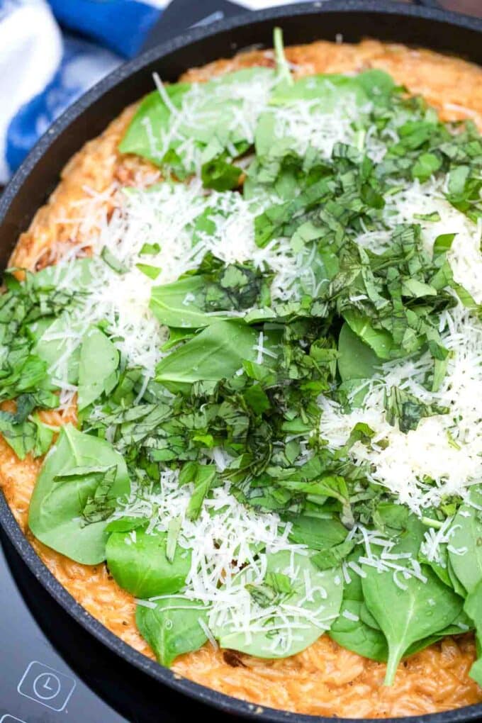 One Pan Creamy Tuscan Orzo Recipe - Sweet and Savory Meals
