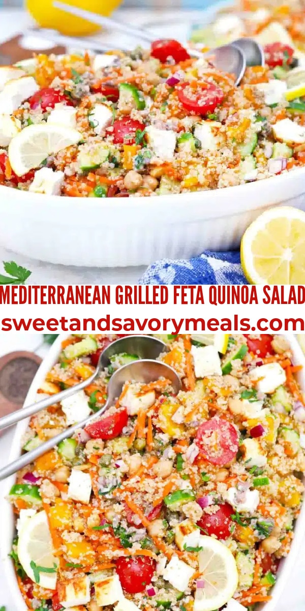 easy mediterranean grilled feta quinoa salad pin
