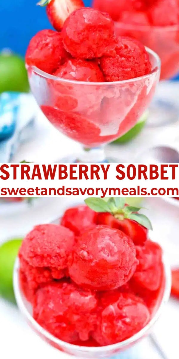 easy strawberry sorbet pin