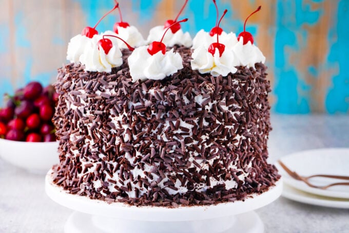 Homemade black forest cake.