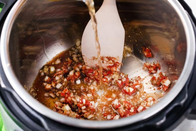 Deglazing the Instant Pot.
