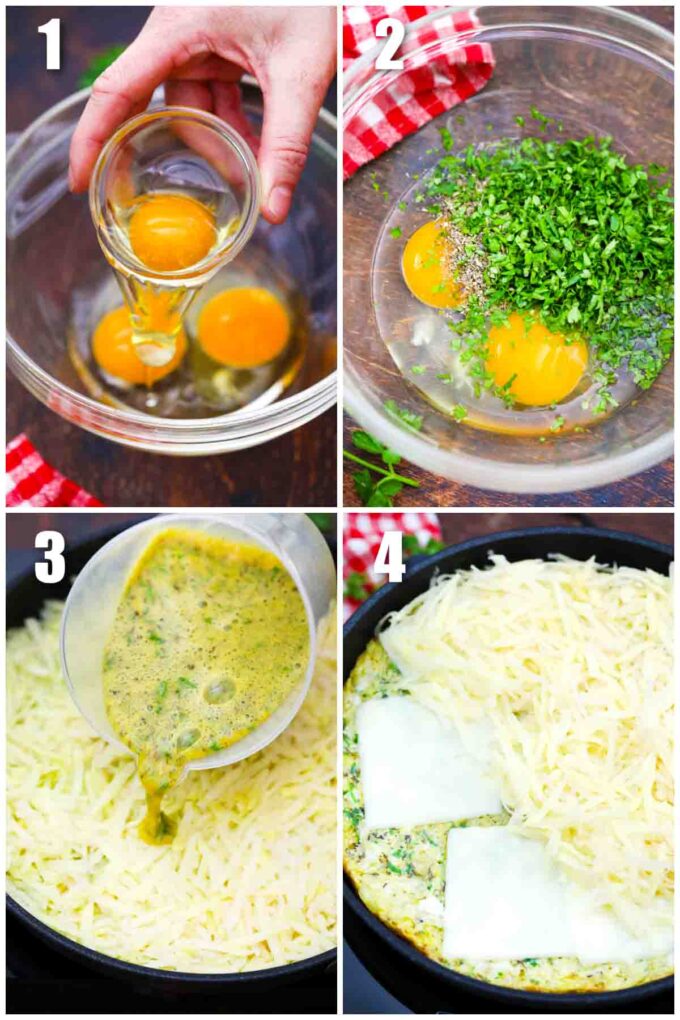 photo collage of steps how to make 3 Potatoes 3 Eggs