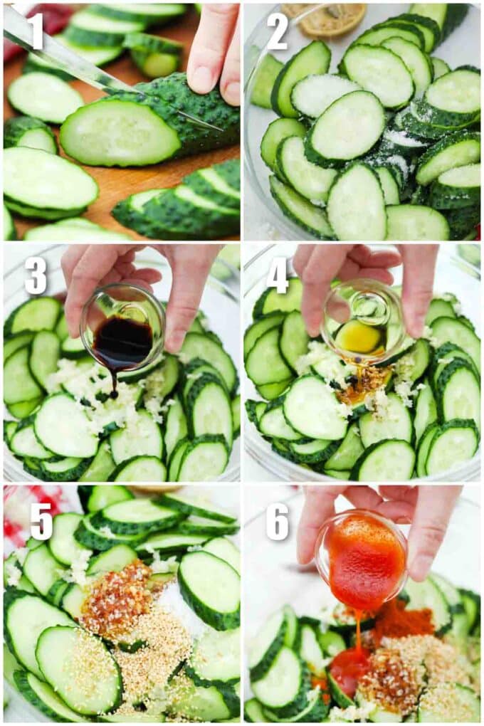 photo collage os steps how to make spicy cucumber salad