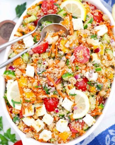 Mediterranean Grilled Feta Quinoa Salad
