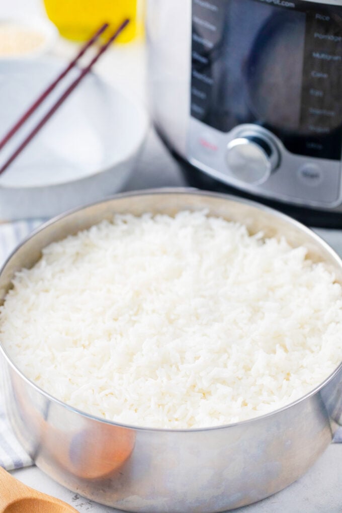 Homemade white rice made in the Instant Pot.