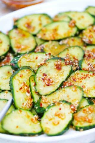 spicy cucumber salad with red pepper flakes