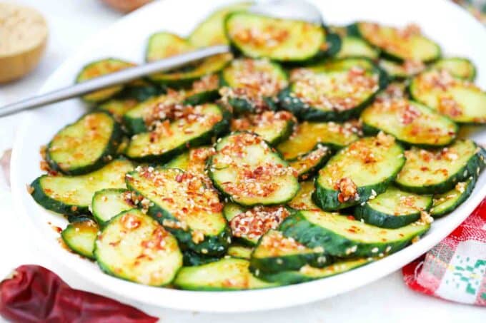 plate of spicy cucumber salad