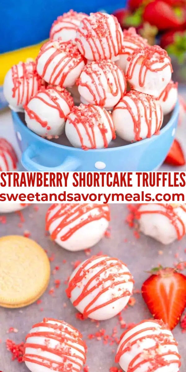 easy strawberry shortcake truffles pin