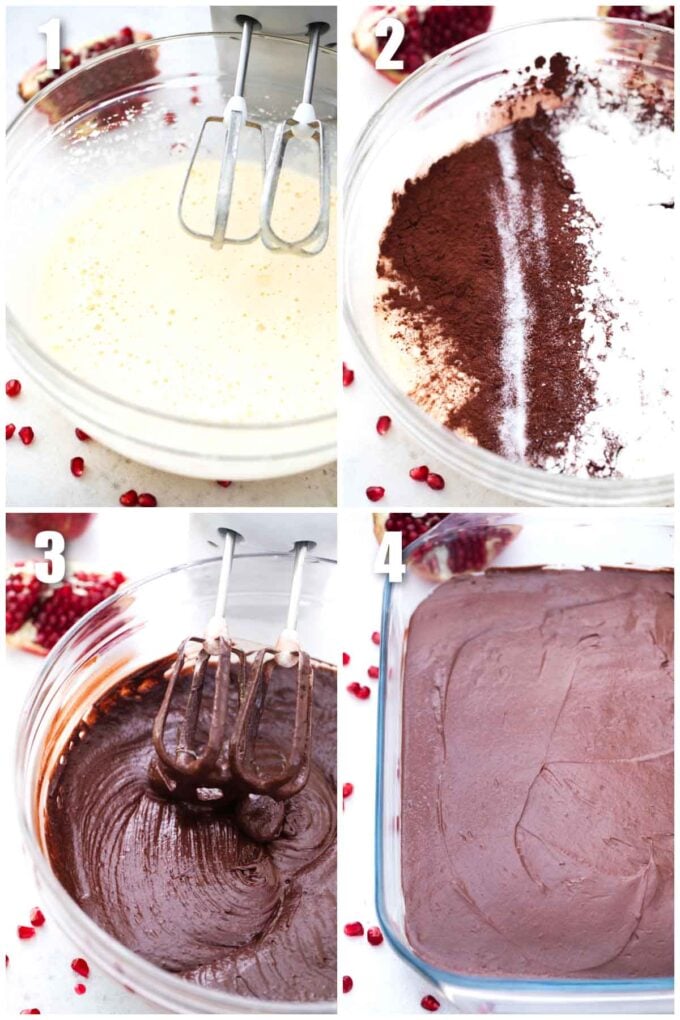 collage of photos showing the steps to make brownies