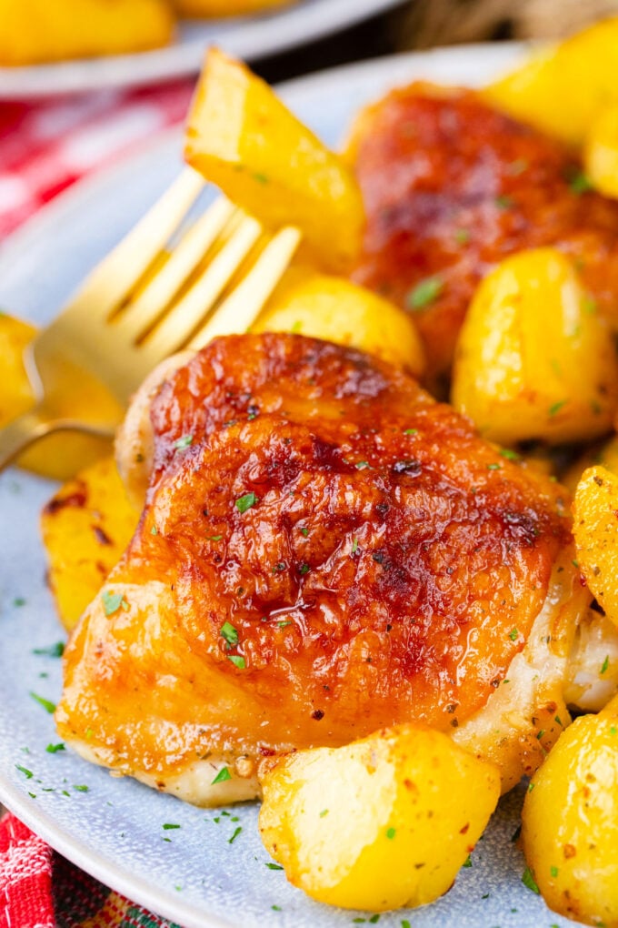 Crispy chicken and potatoes.