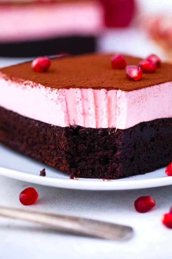 two tone pomegranate mousse brownies