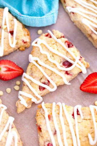 overhead shot of strawberry scones