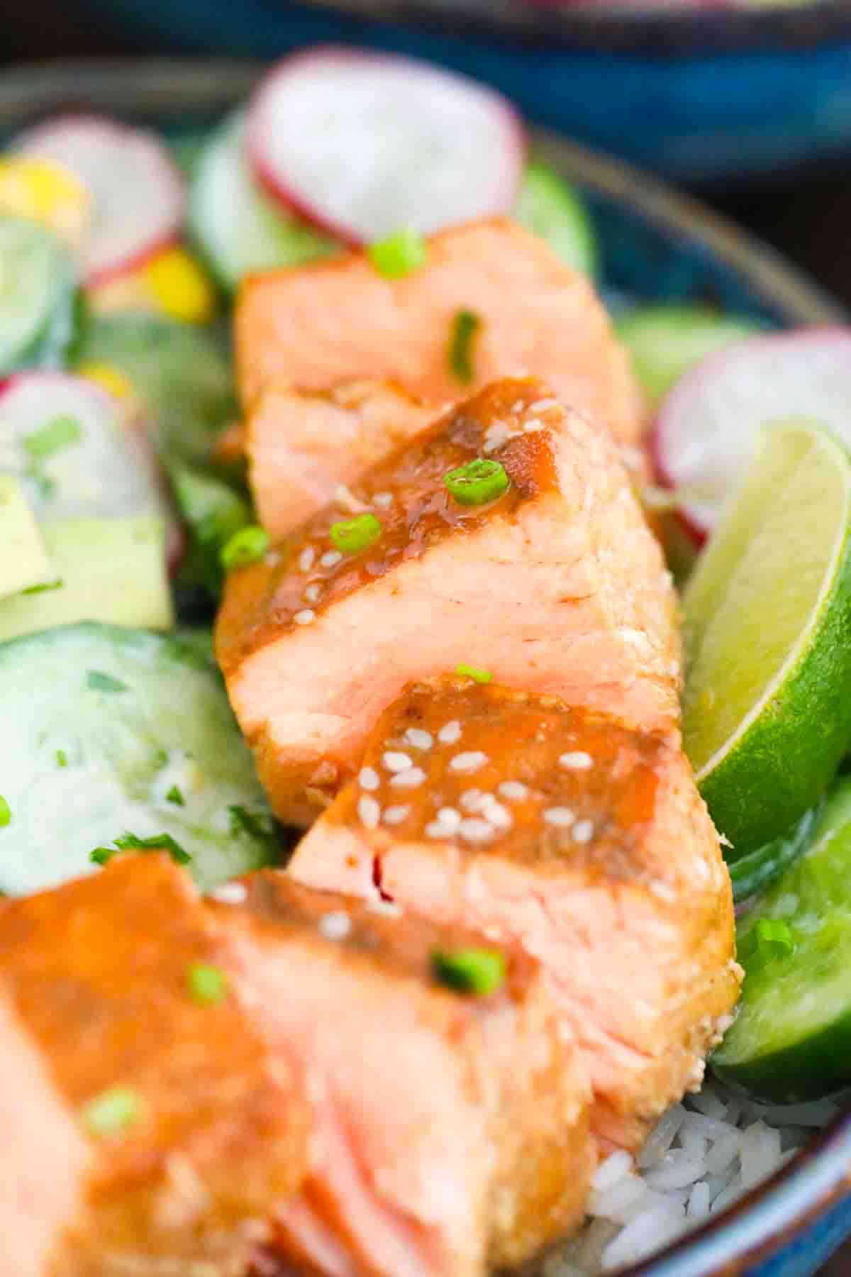 Cucumber Miso Salmon Rice Bowls Recipe Sweet and Savory Meals