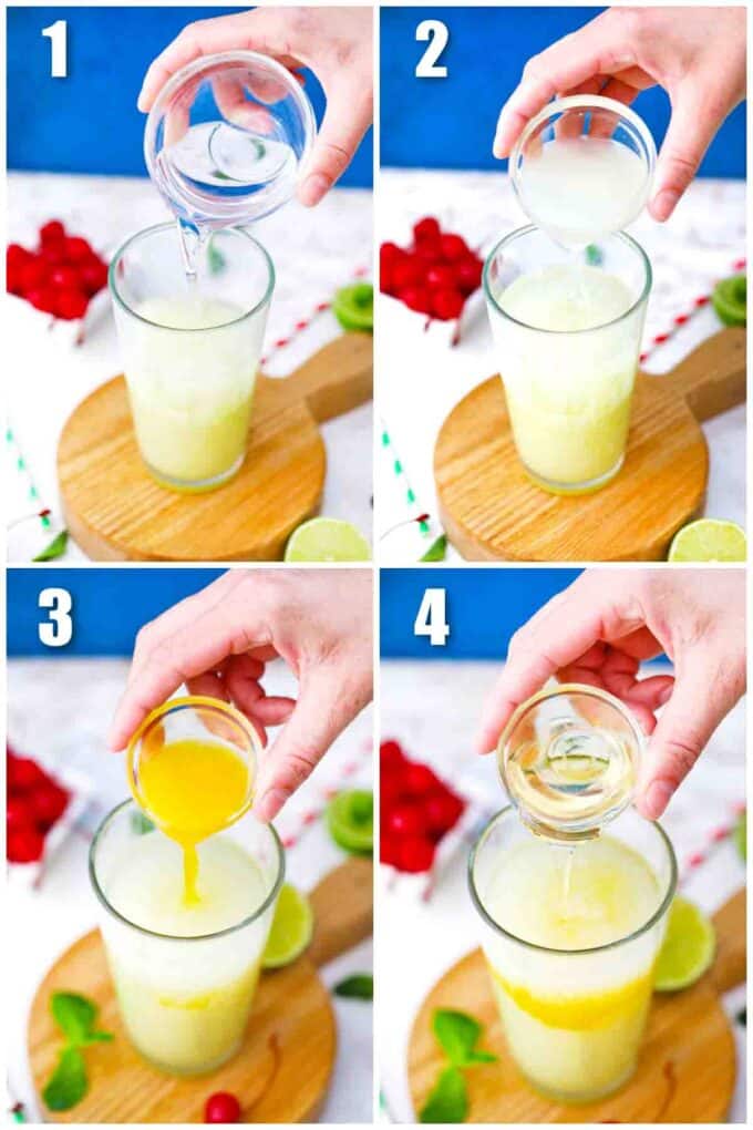photo collage of steps how to make melon margarita