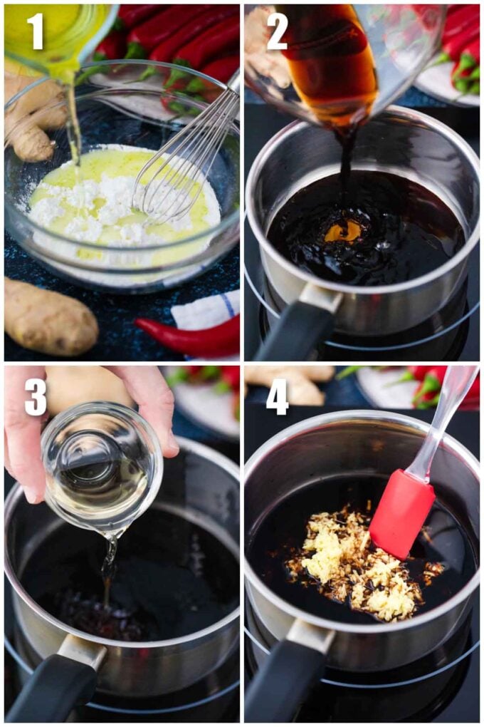 photo collage of how to make sichuan sauce