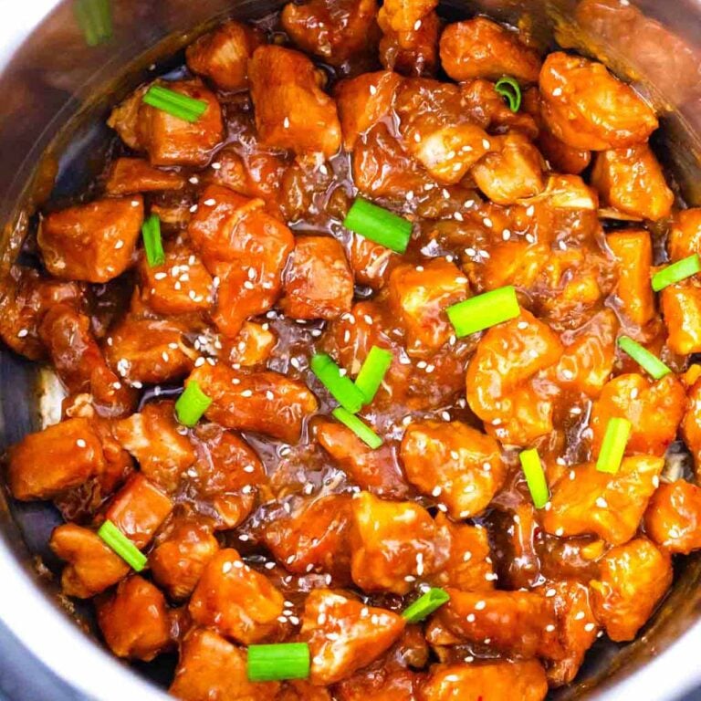 Overhead shot of Instant Pot Mongolian chicken.