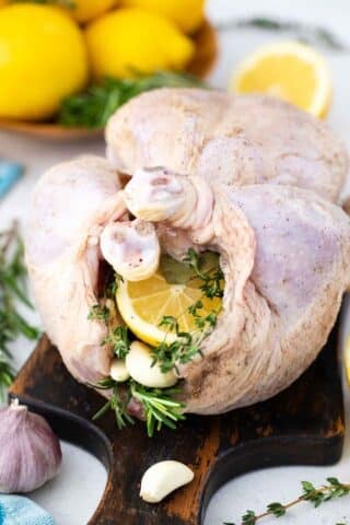 chicken stuffed with lemons and herbs