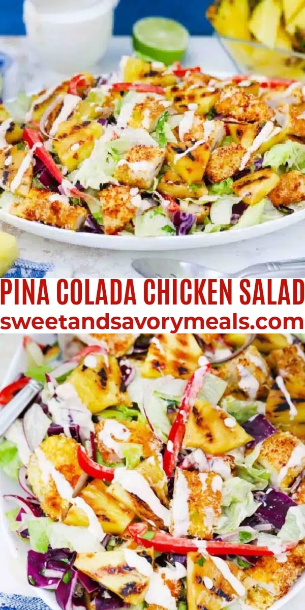 easy pina colada chicken salad pin