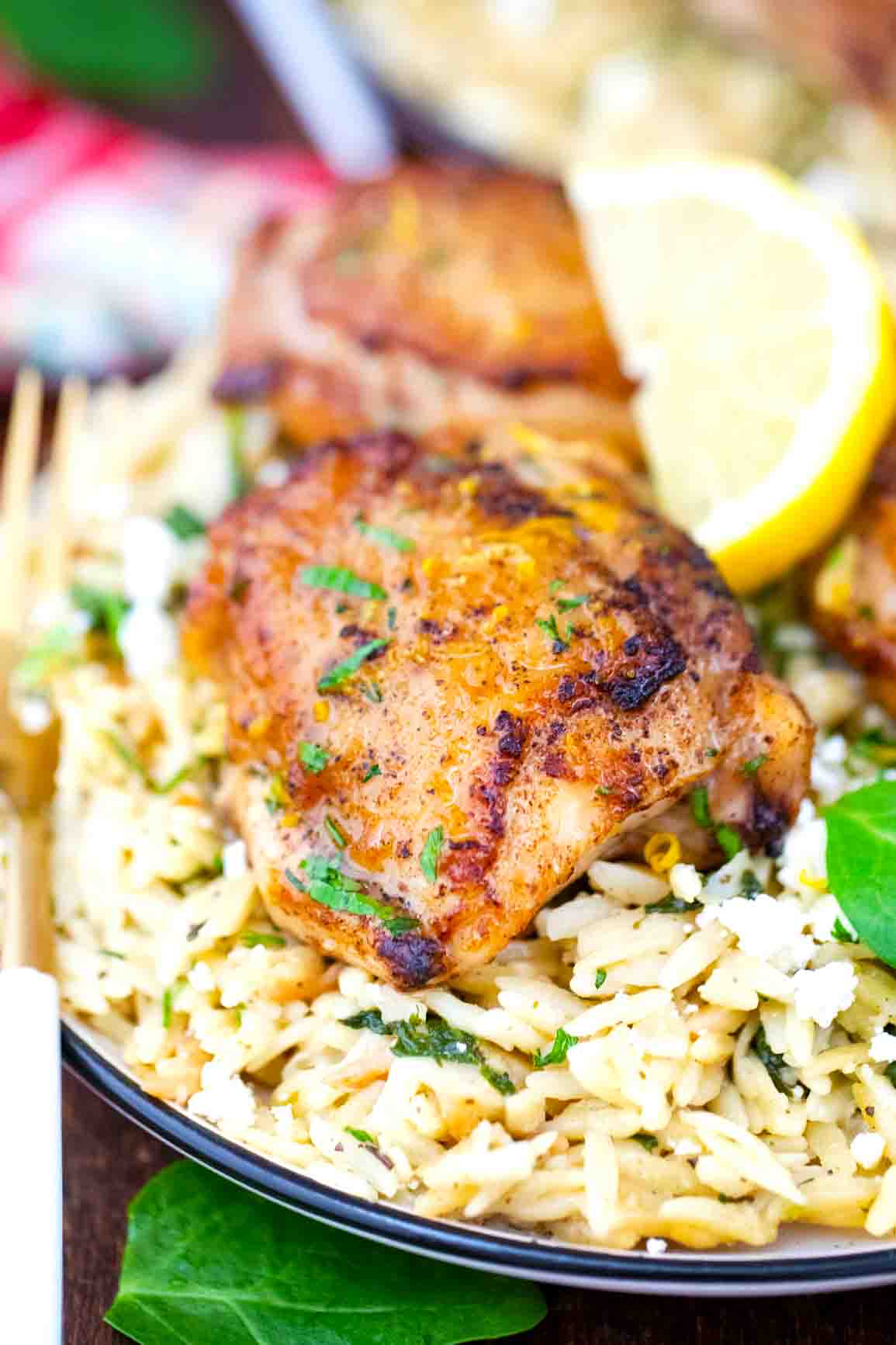 One-Pan Spicy Chicken Thighs with Orzo Recipe