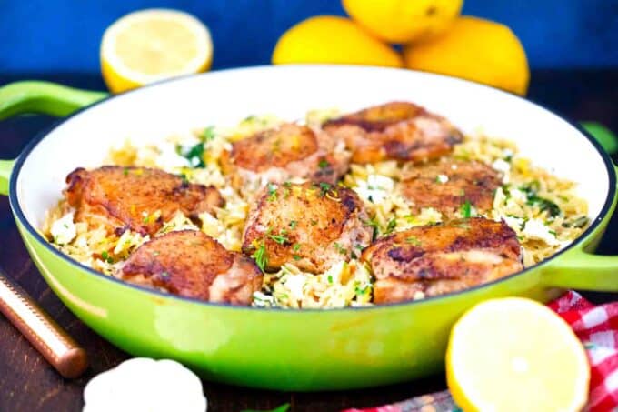 one pan chicken and orzo with chicken thighs