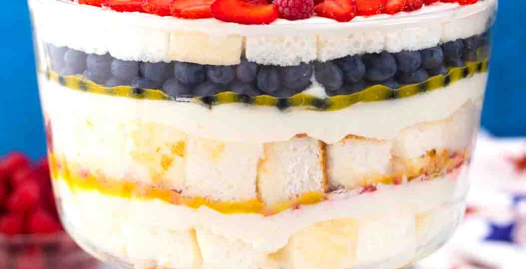 patriotic trifle with blueberry star on top