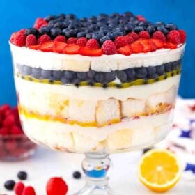 patriotic trifle with blueberry star on top