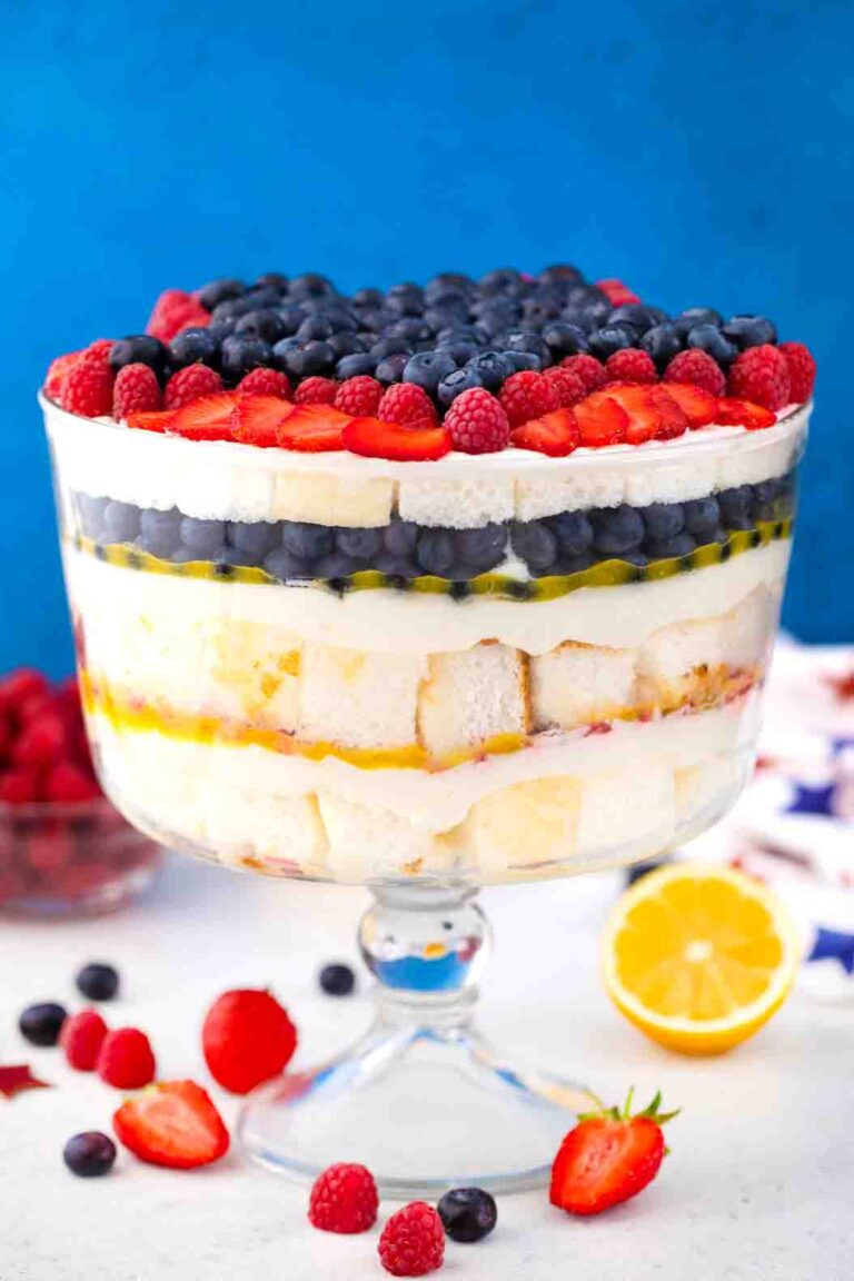 patriotic trifle with blueberry star on top