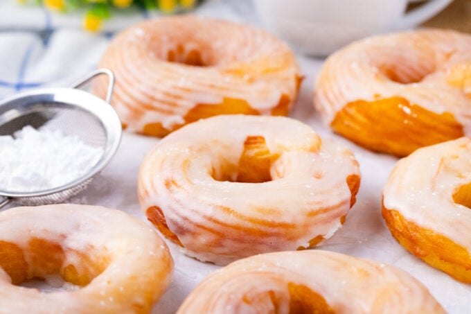 Homemade Dunkin Donuts French crullers.