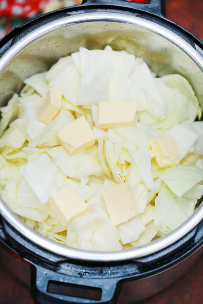 Cabbage and butter in the instant pot.