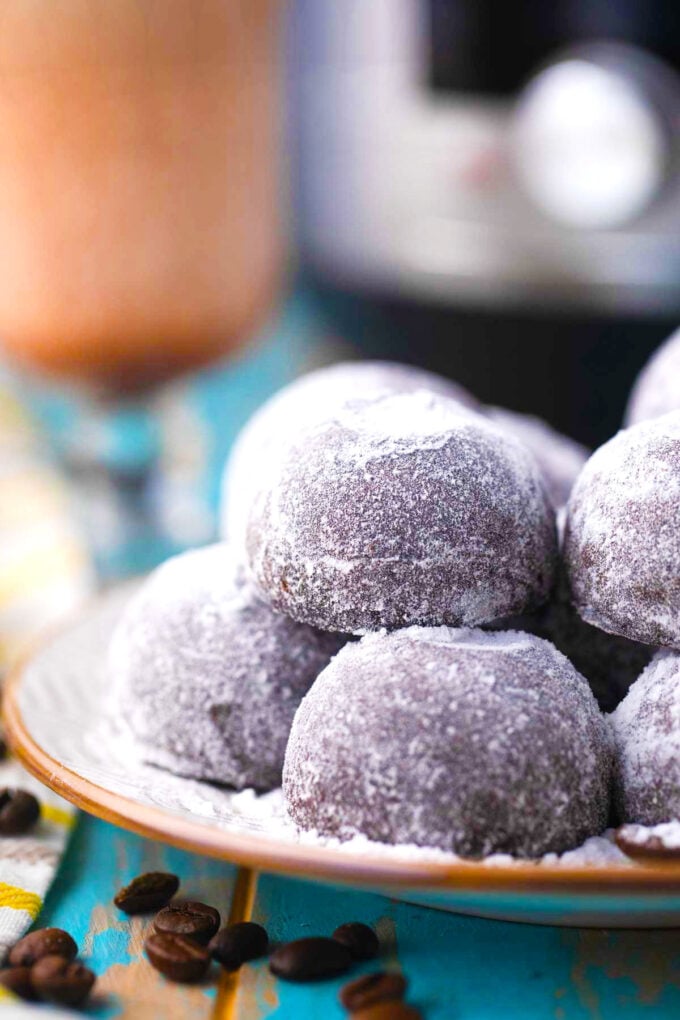 A plate of chocolaty instant pot brownie bites.