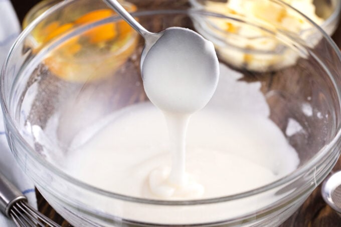 Glaze dripping of a spoon.