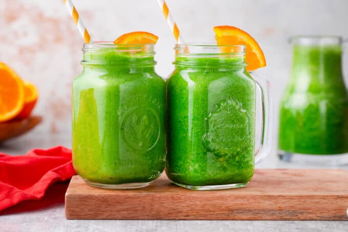 Green spinach smoothies.