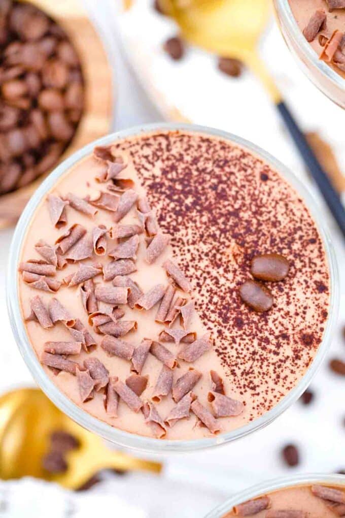 close overhead shot of protein coffee mousse
