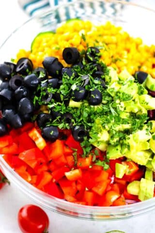 mexican salad ingredients in a bowl