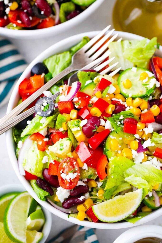 overhead shot of mexican salad