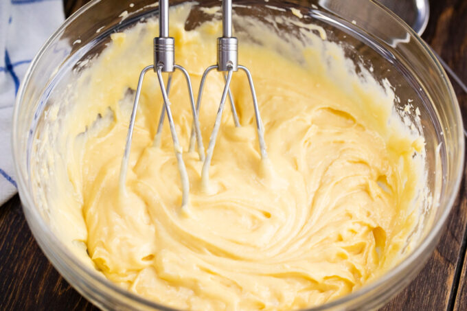 Whipping homemade custard dugh.