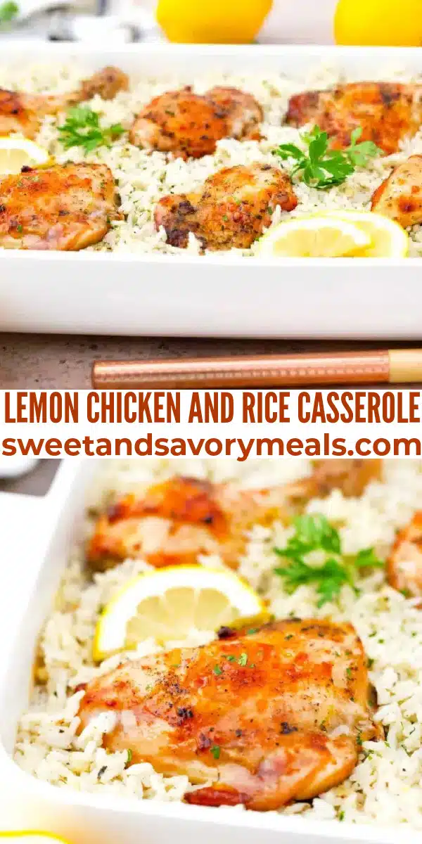 easy lemon chicken and rice casserole pin