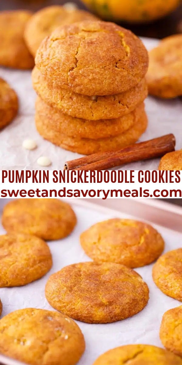 easy pumpkin snickerdoodle cookies pin