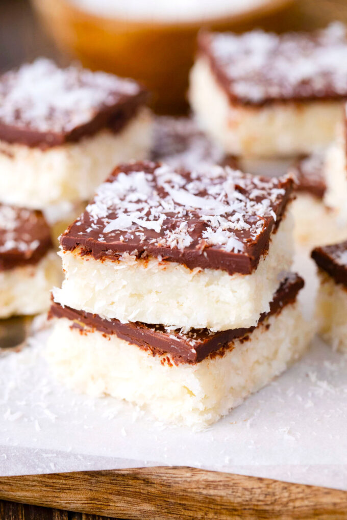 Stacked coconut crack bars.