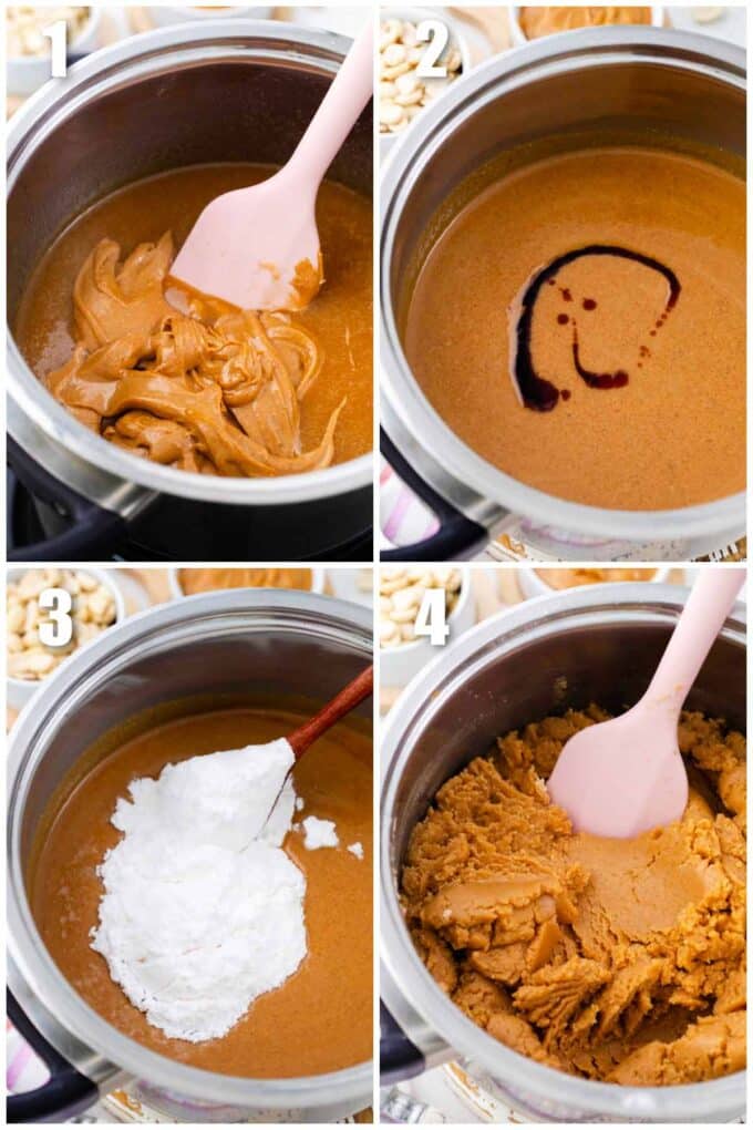 collage of how to make peanut butter fudge