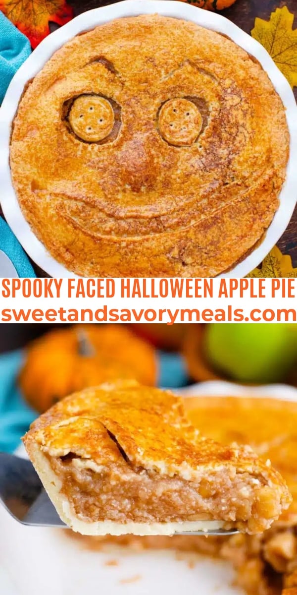 easy spooky faced halloween apple pie pin