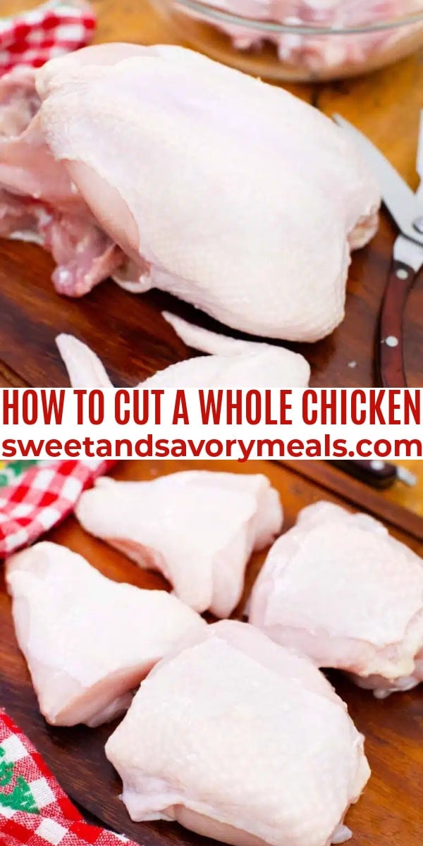 how to cut a whole chicken at home pin