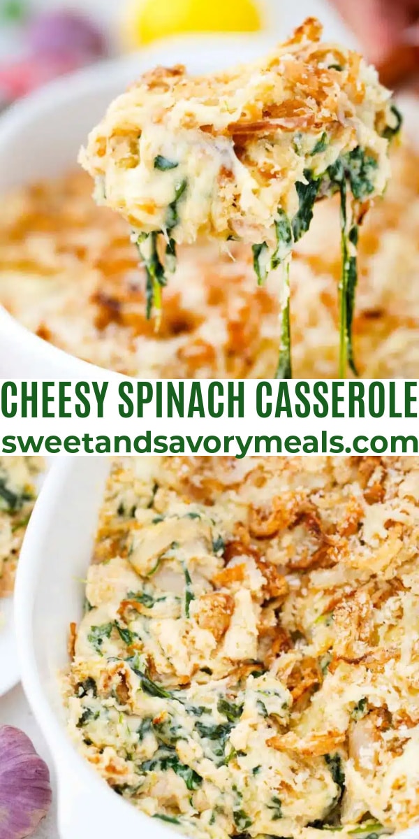 easy cheesy spinach casserole pin