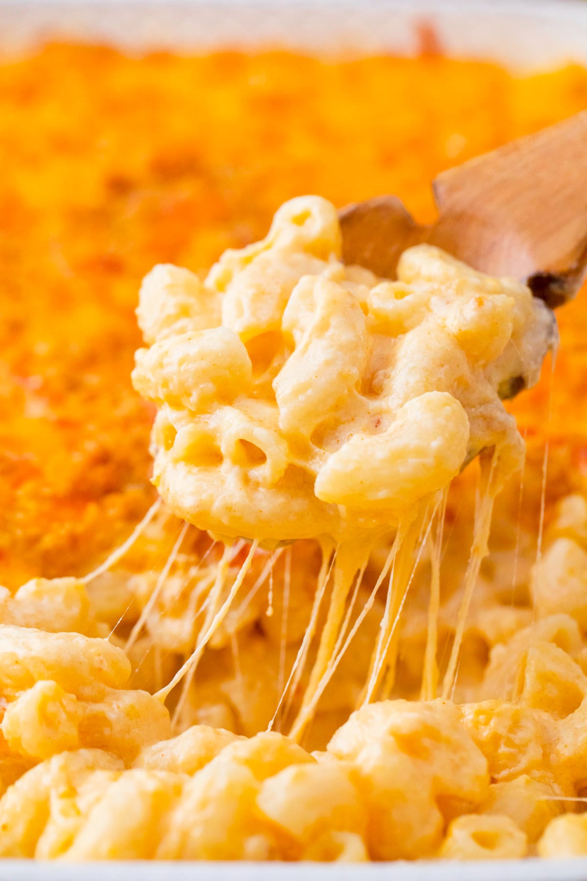 A spoonful of gluten free mac and cheese.